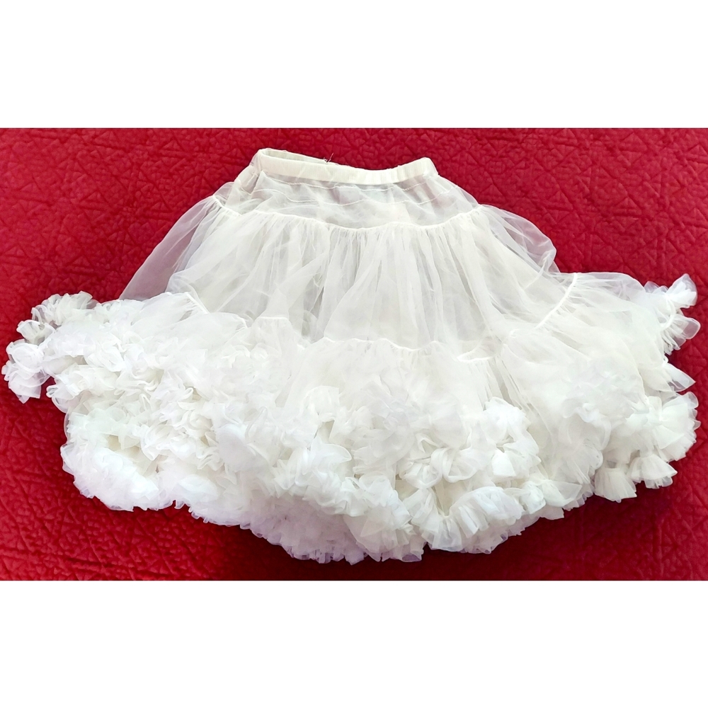 White Fluffy Petticoat Tutu Layered Tulle Skirt Halloween